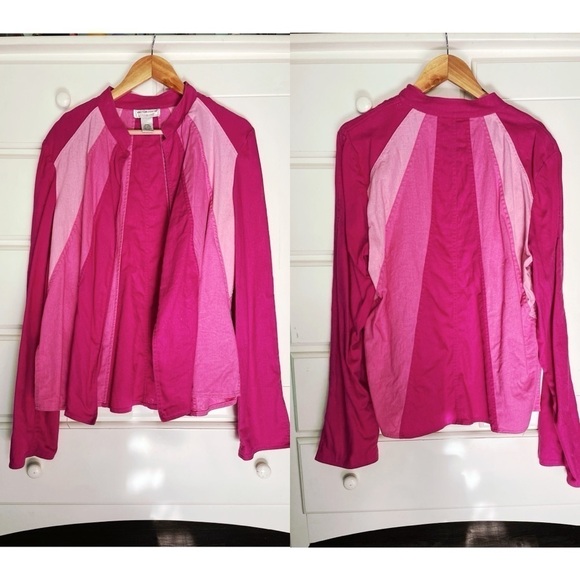Vintage Victor Costa Occasion Barbie Pink Linen Cotton Patchwork Jacket - Picture 1 of 6
